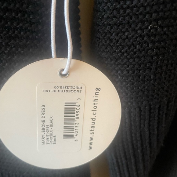STAUD dress Marylebone balloon sleeve ribbed knit mini dress NWT black S $245- - Picture 11 of 12